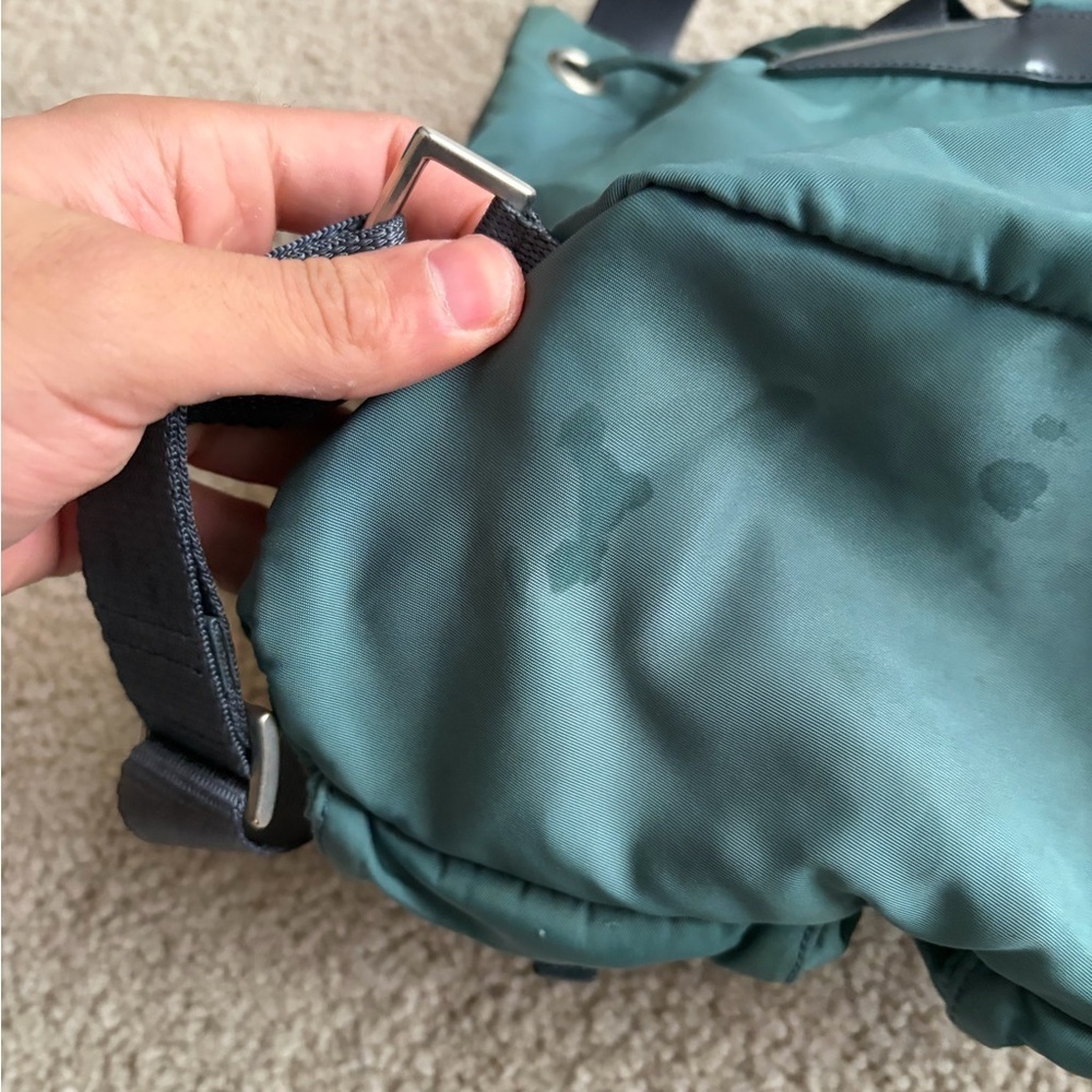 Prada nylon backpack y2k 2000s in green with leather trim and silver-tone small - Picture 8 of 16